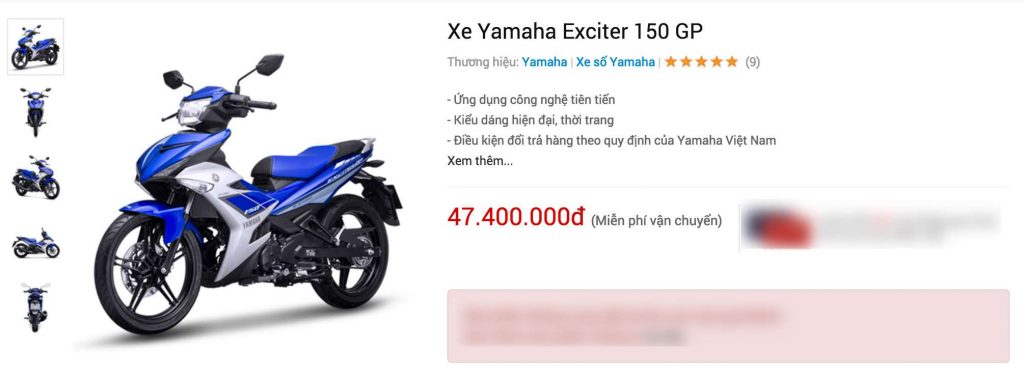 Giá xe Yamaha Exciter 150 GP 2016 được niêm yết tại 1 đại lý tại TPHCM