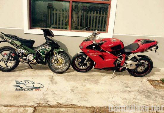 Ngắm cặp đôi Exciter 135cc camo và Ducati 848 cùng tạo dáng
