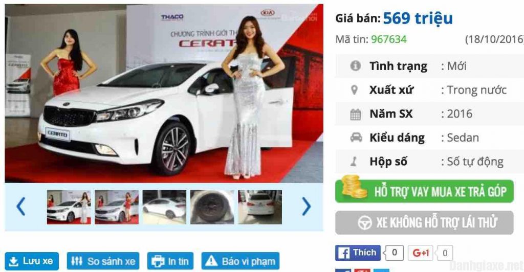 Bán xe Kia Cerato 2016 màu trắng giá 569 triệu tại Hà Nội
