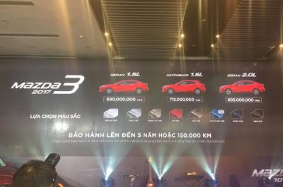 Bảng giá xe Mazda 3 2017 tháng 2 2018 chính thức tại các đại lý xe Mazda