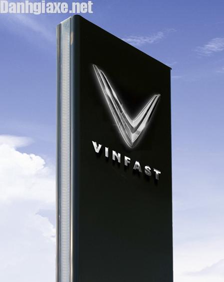 Phác họa cột nhận diện thương hiệu của đại lý xe VinFast.
